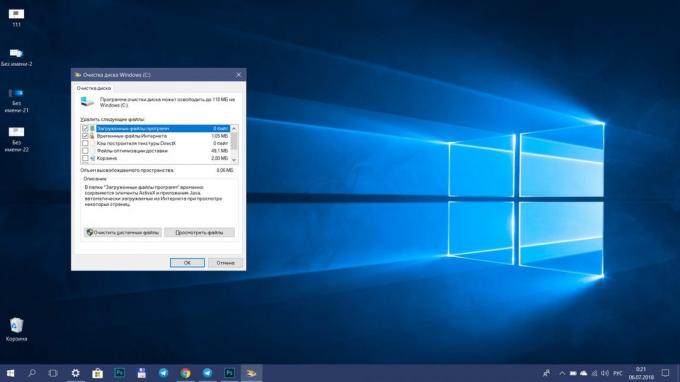 Ako zrýchliť Windows 10. čistenie disku
