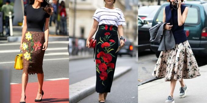 Trendy sukne 2019 s kvetinovými potlačami