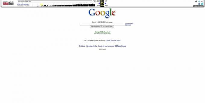Webový archív: kópia stránky Google