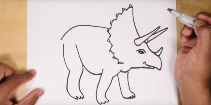 Ako nakresliť dinosaura: zobrazte chrbát, brucho a nohu