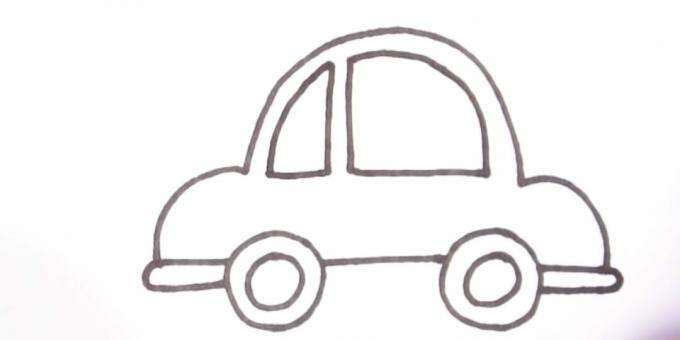 Ako nakresliť auto: nakreslite malé okno