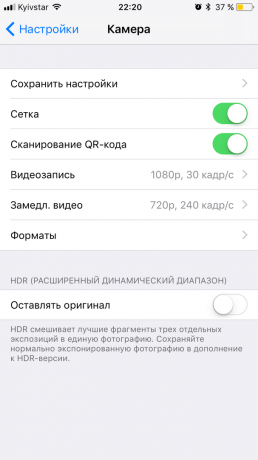 iOS 11: Nastavenie fotoaparátu