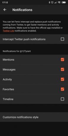 Žiadosti o prístup k účtu Twitter na Android: Fenix ​​2