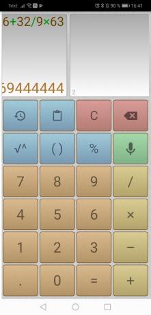 Kalkulačka pre Android: Okno ďalšieho výpočtu