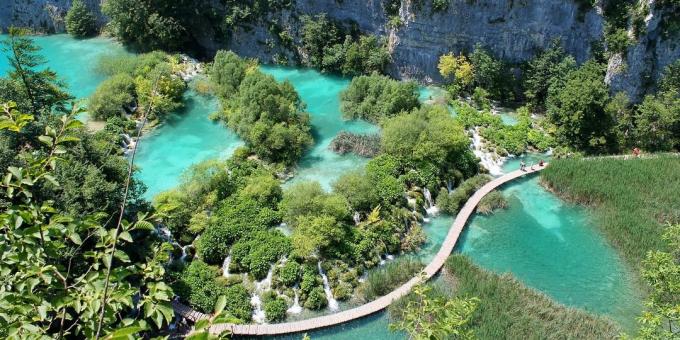 Kam v Európe, národný park "Plitvické jazerá", Chorvátsko