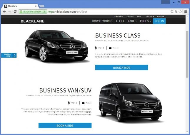 Blacklane poskytuje business-class stroje, obchodné dodávky a automobily Premium