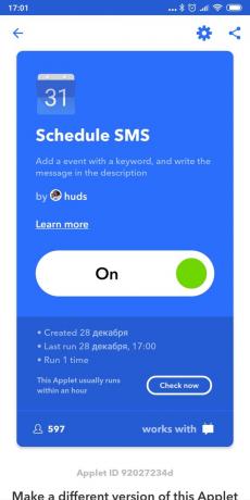 Plánovanie SMS Android: IFTTT