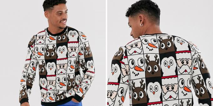 Vianočný sveter s kontinuálnym vzoru Asos dizajnu