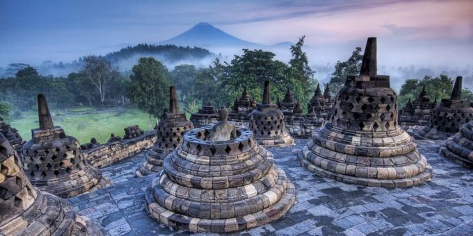 Asian územie nie je márna priťahujú turistov: chrámový komplex Borobudur, Indonézia