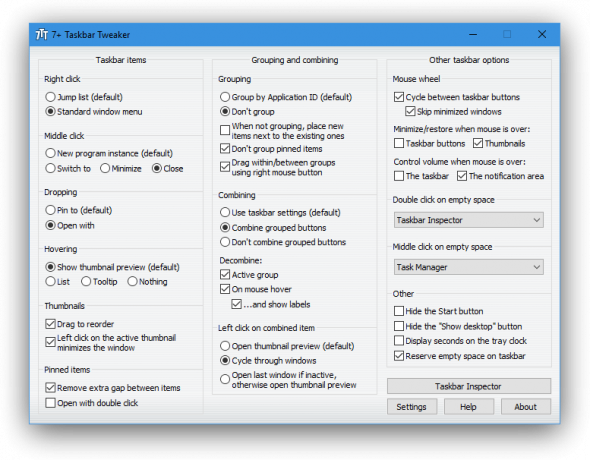 Bezplatný program pre Windows: 7+ hlavného panelu Tweaker 