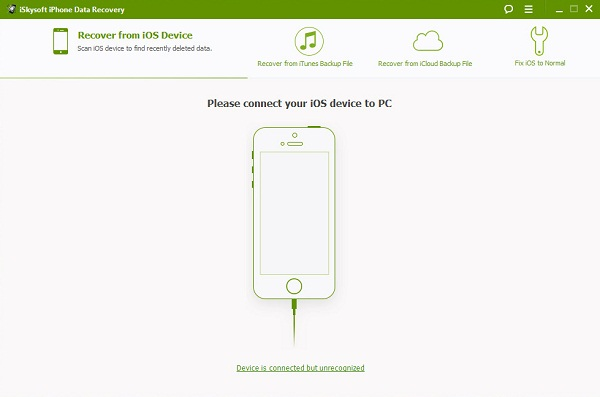 iSkysoft iPhone Záchrana dát: Connect smartphone na PC