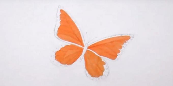 Kresliť kruhy na okrajoch spodnej krídla a oranžovú značku na detaily zvýraznenie
