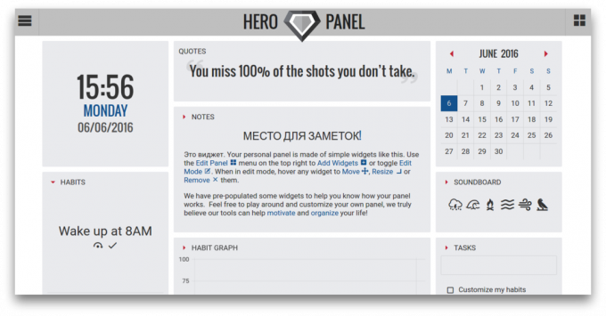 Pohľad Hero Panel