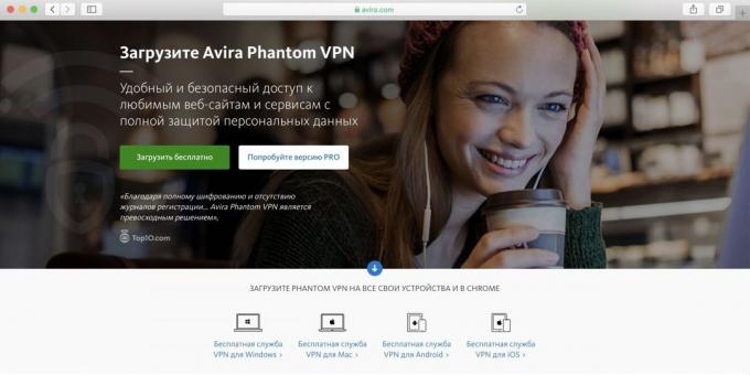 Najlepšie Voľný VPN pre PC, Android a iPhone - Avira Phantom VPN