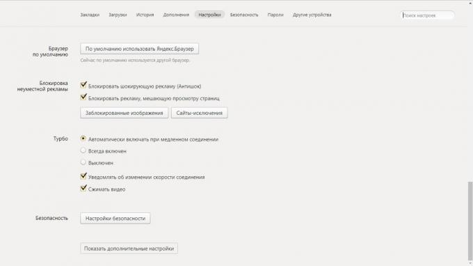 Ako zapnúť režim Turbo v Yandex. Prehliadač: Nastavenie Yandex. prehliadač