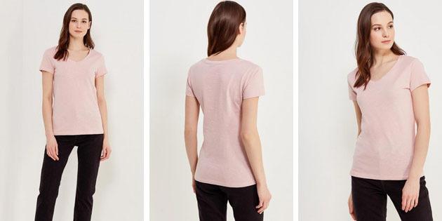 Basic dámske tričká z európskych obchodov: T-shirt Sela farby zaprášené ruže