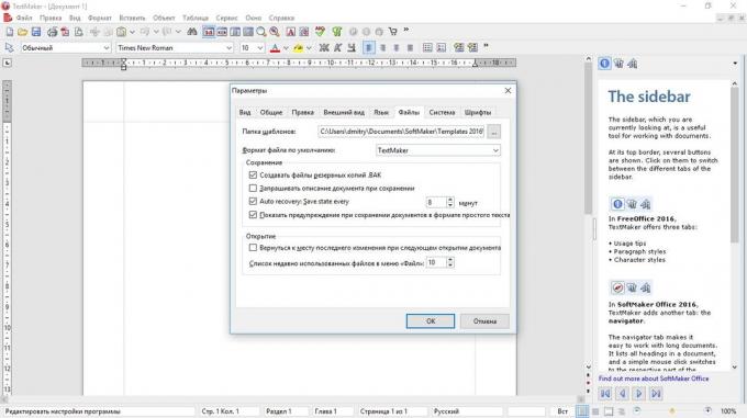 ako nastaviť automatické ukladanie: FreeOffice