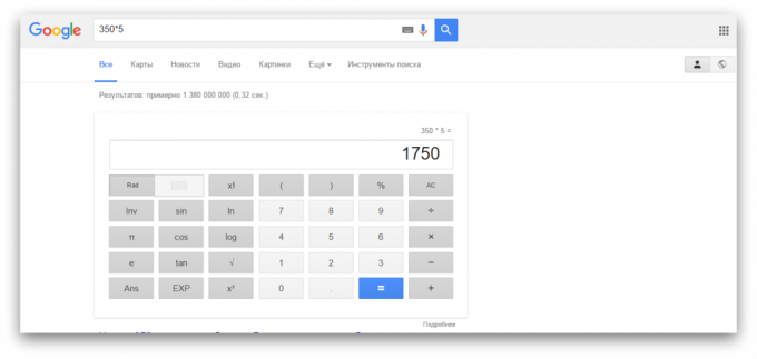 vyhľadávania v Google: Kalkulačka