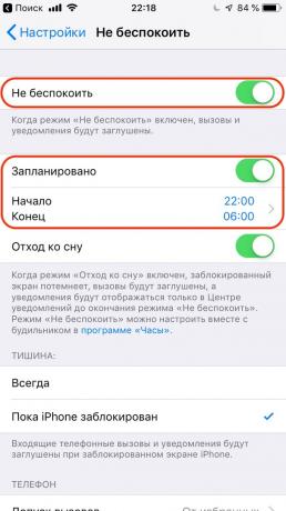 Konfigurácia Apple iPhone: použiť režim "Nerušiť"