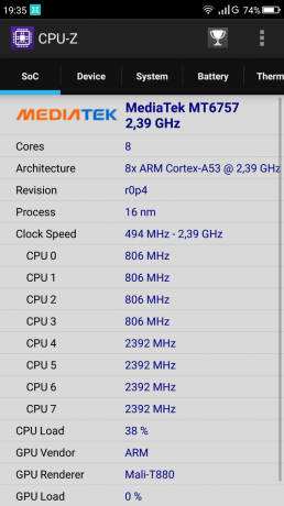 Umidigi S: CPU-Z procesora