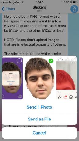 Ako vyrobiť samolepky pre Telegram: poslať fotografiu ako súbor