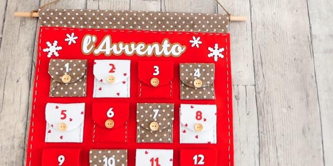 Ako urobiť kalendár adventný vyrobenú z plsti alebo tkaniny