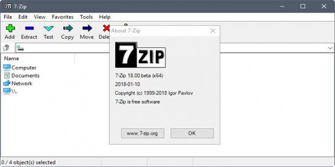 7zip - voľný program pre vytváranie a extrahovanie archívov