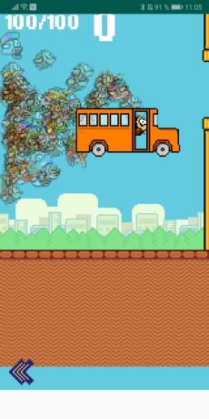 Bus z fortným v bitke kráľovský pre Flappy Bird