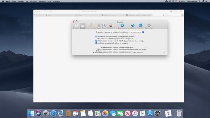 Konfigurácia na Mac zobrazenie ikon v záložkách
