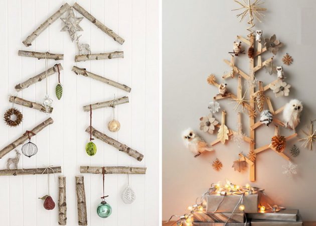 Ako vyzdobiť dom na Nový rok: Vianočný strom na stene