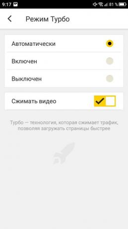 Ako zapnúť režim Turbo v Yandex. Browser: Turbo Mode