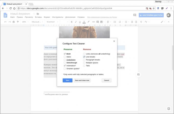 Dokumenty Google Doplnky: Text Cleaner