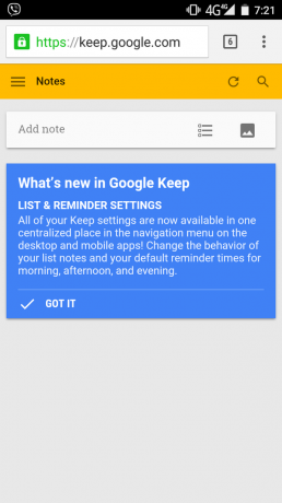Google Keep: aktualizácia