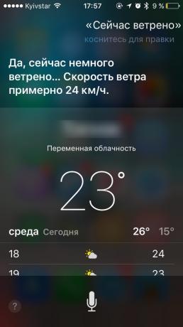 Siri príkaz: Počasie 
