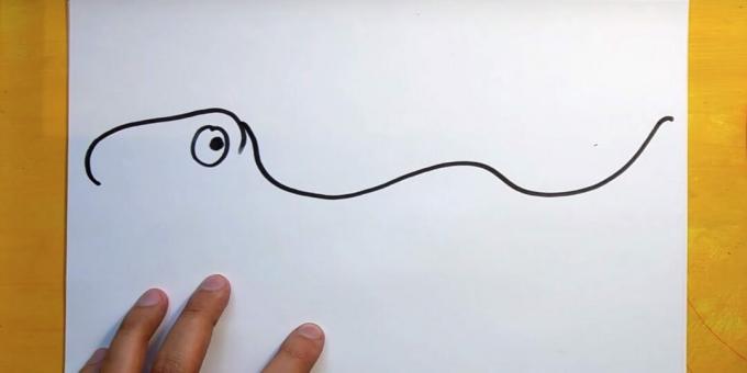 Ako nakresliť dinosaura: nakreslite vlnovku