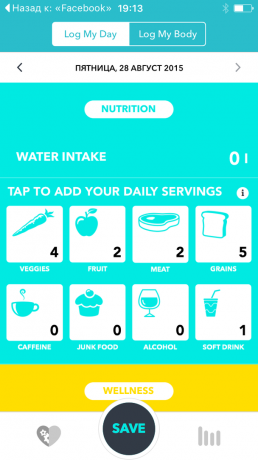 BodyWise pre iOS: diéta