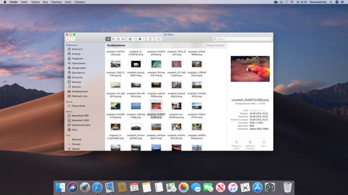 Zobrazenie metadát na Mac