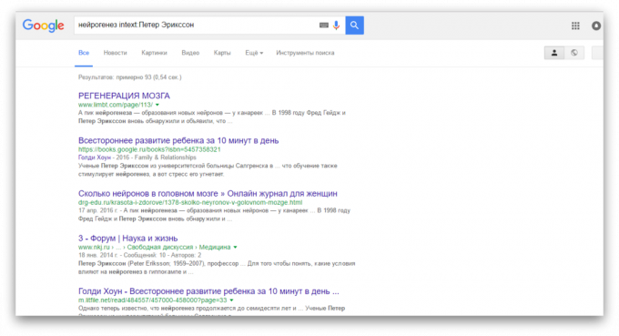 vyhľadávania v Google: vyhľadávanie slov v texte