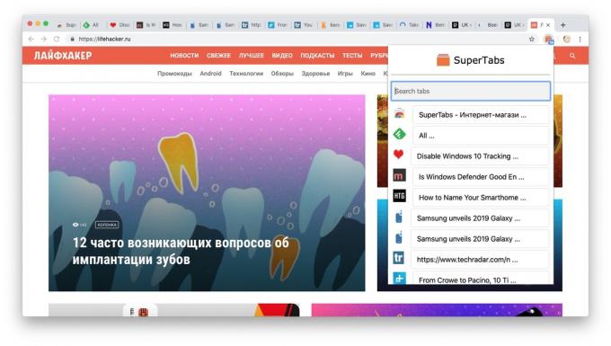 SuperTabs: Karty zoznam