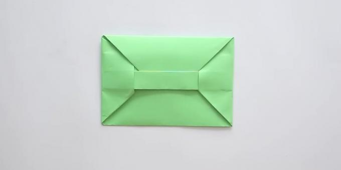 Ako urobiť obálku s chlopňou a obdĺžnikové prackou v odbore bez lepidla origami
