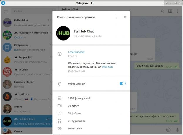 Odkazy na Telegram: odkaz na skupinový chat