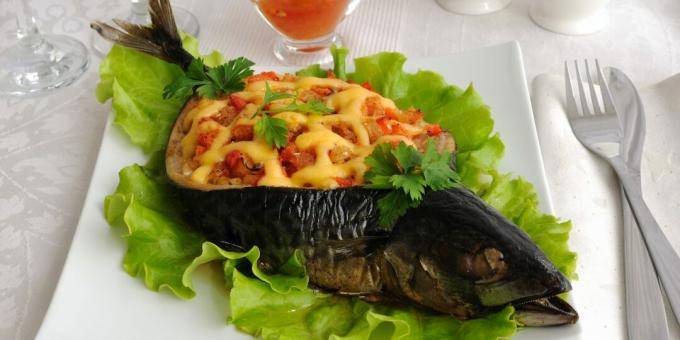 Recepty na pečenie makrely: Makrela so zeleninou, hubami a syrom