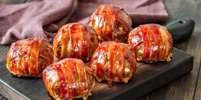 Mäsové guľky pečené v slanine