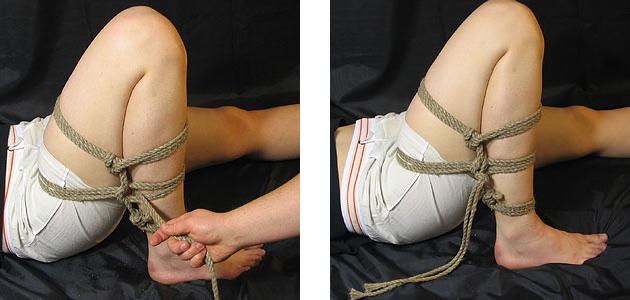 Prvky Shibari: zviazané nohy