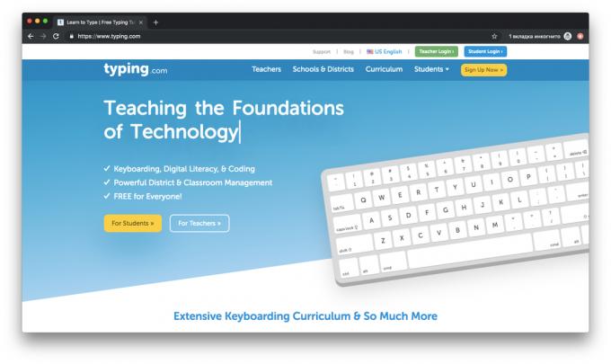Typing.com - Typing Tutor v angličtine