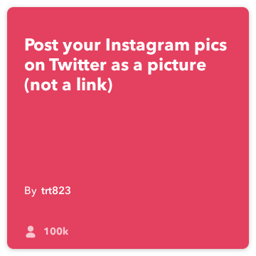 IFTTT Recept: Post Instagram fotky z Twitteru obrazu (nie odkaz) pripojí Instagram na twitteri