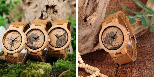 drevené hodinky