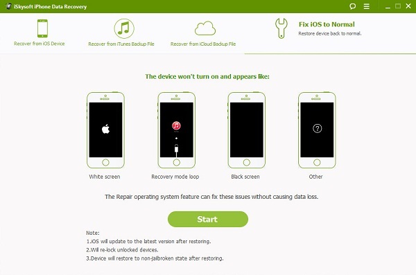 iSkysoft iPhone Záchrana dát: iOS vráti do prevádzkového stavu