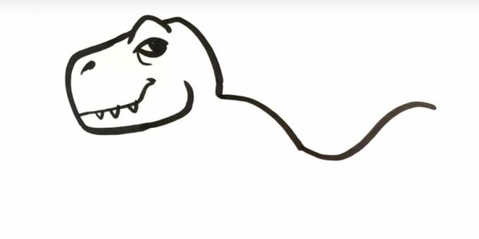 Ako nakresliť dinosaura: líči zadnú časť a časť chvosta