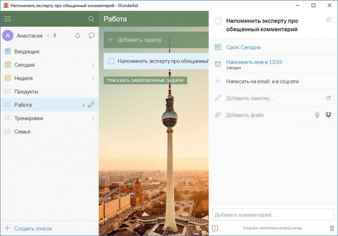 Wunderlist: čiastkové úlohy